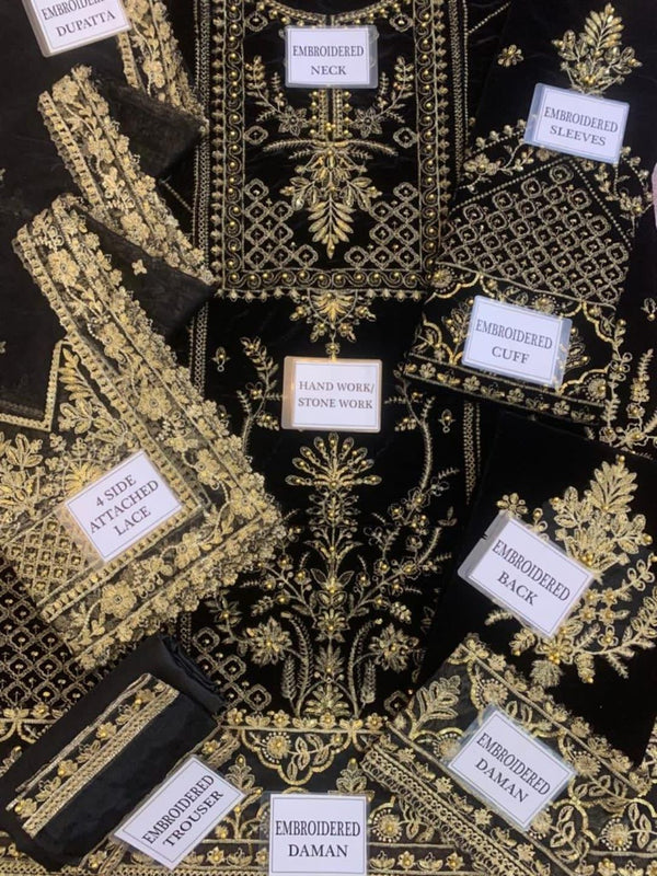 Gulaal Black Velvet Formal Collection Replica