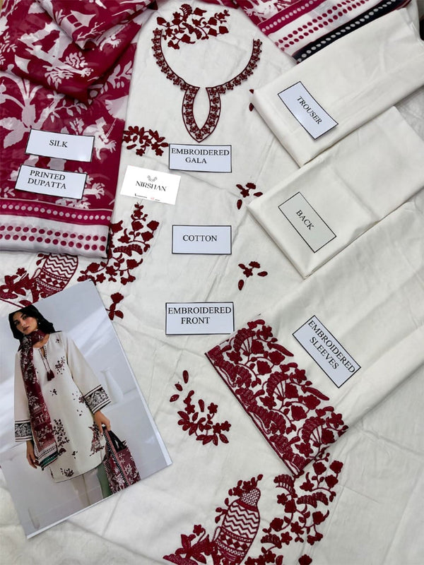 Jazmin White Printed Lawn Collection Replica