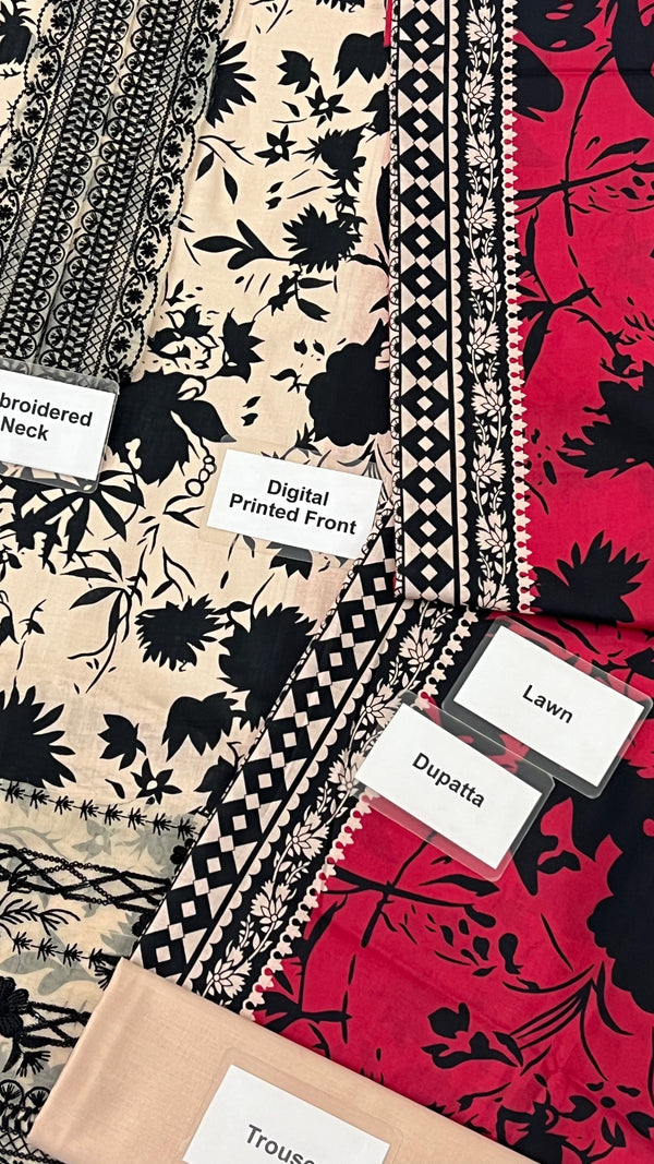 Zainab Chottani | Black & White- Embroidered Lawn Collection Replica