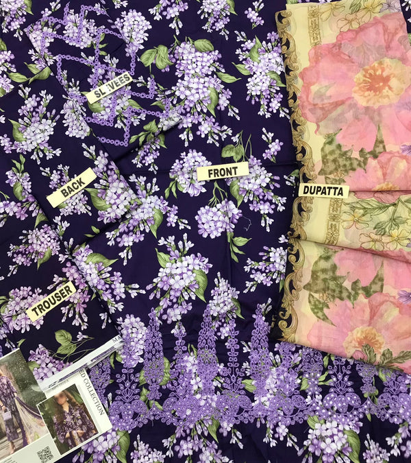 Maria B | Purple - 3 Piece Chikankari Lawn Collection Replica