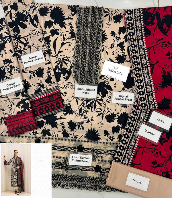 Zainab Chottani | Black & White- Embroidered Lawn Collection Replica