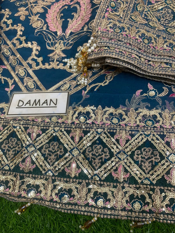 Faiza Saqlain | Blue - Luxury Organza Collection Replica