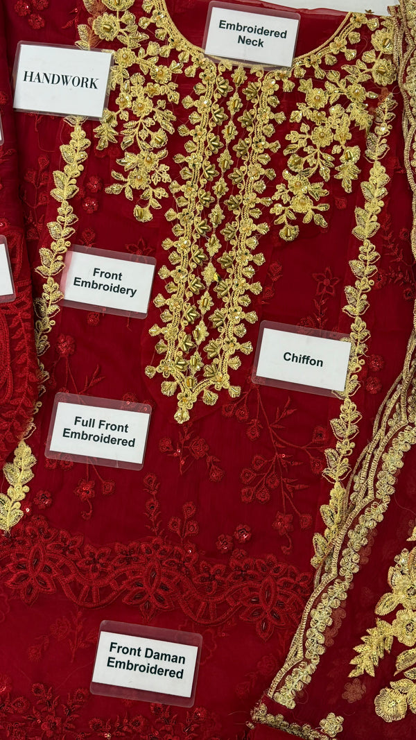 Azure| Red - Royal Crimson Chiffon Collection Replica