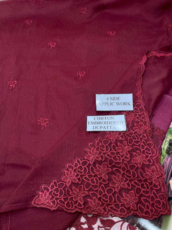 Azure | Maroon - Lawn Collection Replica