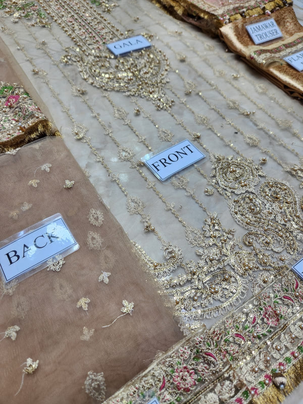 Maria B | Pistachio Green & Salmon Pink - Net Collection Replica