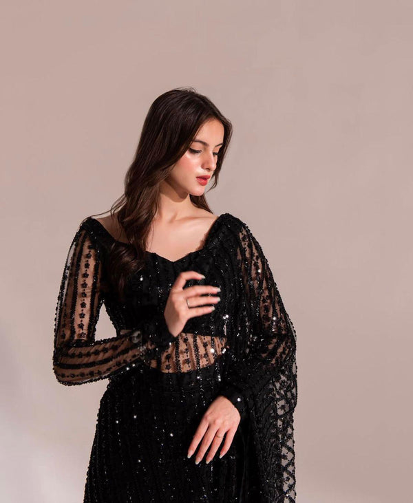 Maria B | Black - Net Saree Collection Replica