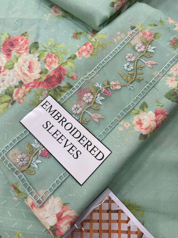 Farida Hasan | Aqua Floral -Swiss Lawn & Organza Collection Replica