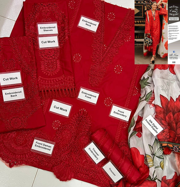 Mushq | Red - Chickenkari Lawn Collection Replica