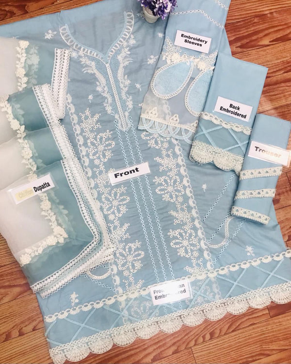 Qalamkar | Sky Blue - Cotton Collection Replica