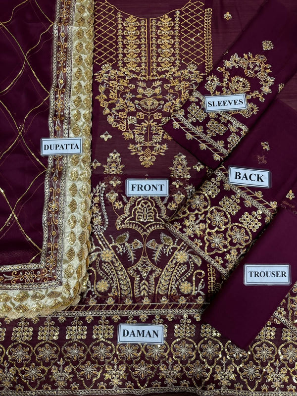 Asim Jofa | Purple - Chiffon & Malai Collection Replica