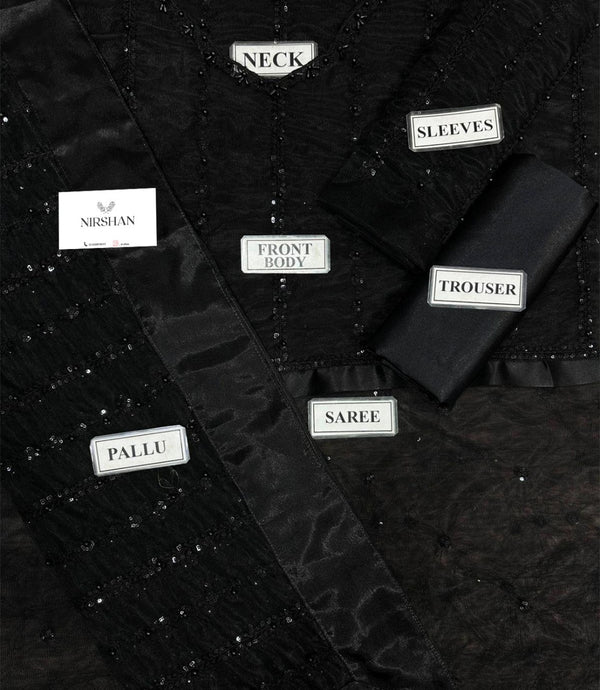 Maria B | Black - Net Saree Collection Replica