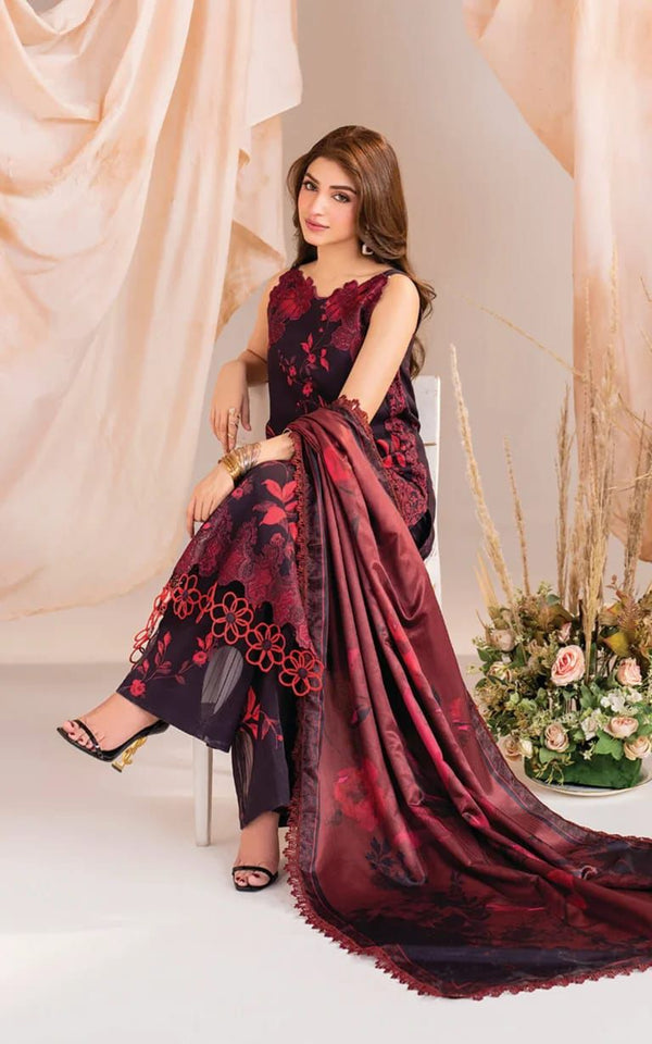 Asifa & Nabeel | Red and Black - Printed Lawn Collection Replica