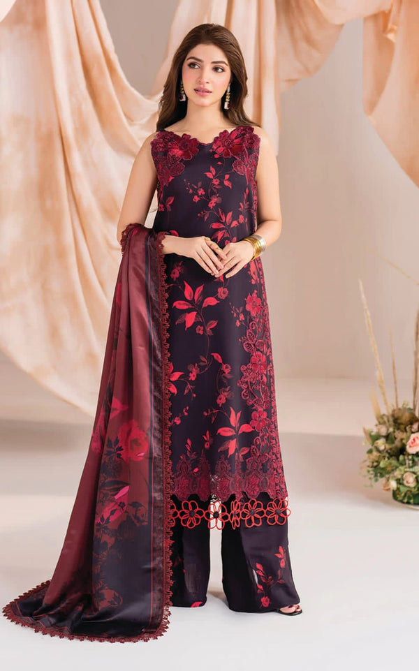 Asifa & Nabeel | Red and Black - Printed Lawn Collection Replica