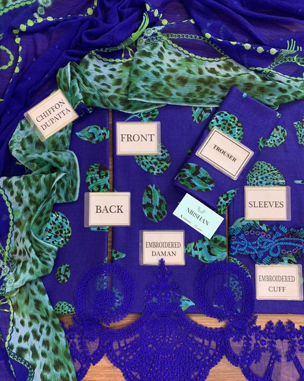 Maria B | Blue & Green - Lawn Collection Replica