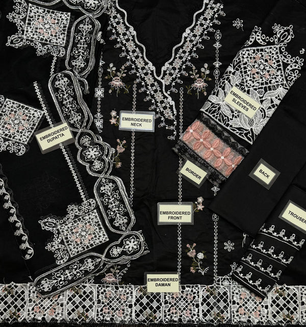 Qalamkar | Black - Chickenkari Lawn Collection Replica