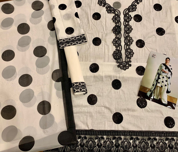 Zara Shahjahan | White Polka Dot - Lawn Collection Replica