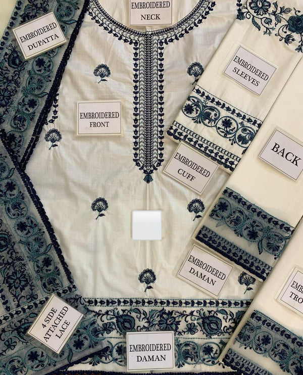 Zarqash | White - Lawn Collection Replica