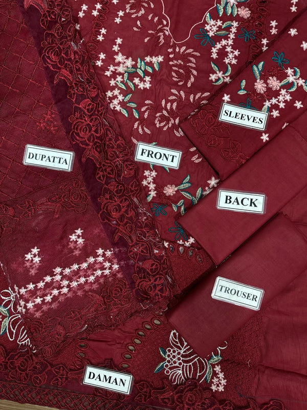 Mariyam Hussain | Maroon - Lawn Cotton Collection Replica