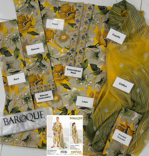 Baroque | Grey - Printed Lawn Collection Replica