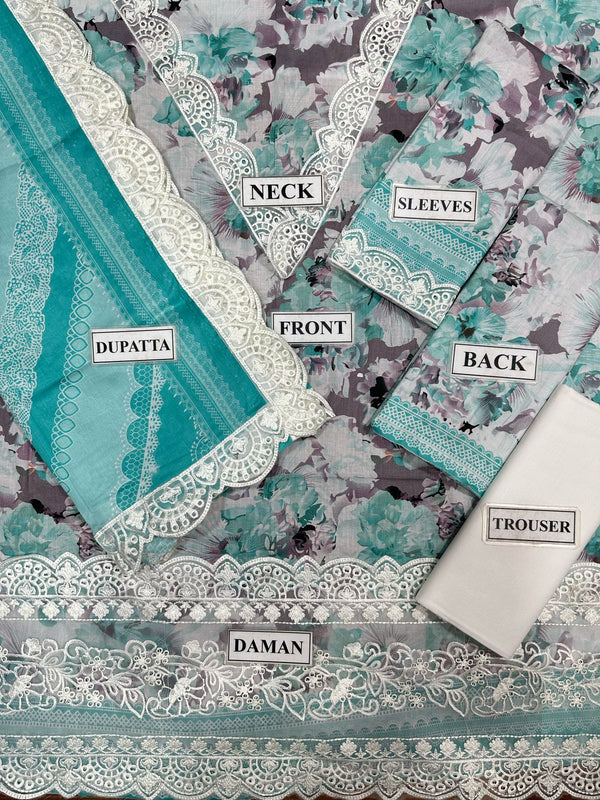 Zainab Chottani | Sky Blue & White - Lawn Collection Replica