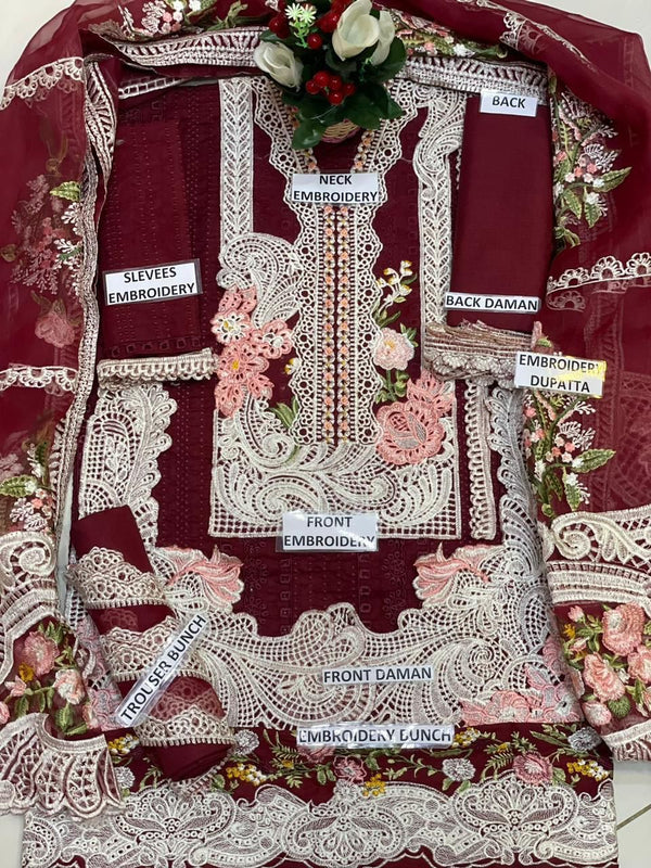 Crimson | Maroon - Luxury Lawn Collection Replica