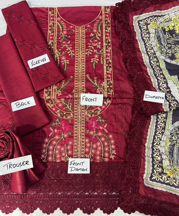 Maria B | Maroon - Lawn Collection Replica