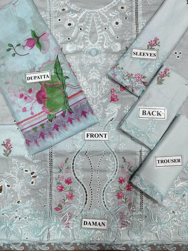 Qalamkar | Sky Blue - Lawn Cotton Chikankari Collection Replica