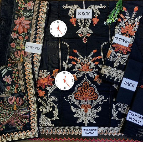 Maria B | Black - Sateen Lawn Collection Replica