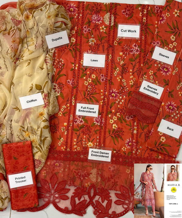 Maria B MPrint | Peach - Lawn Collection Replica