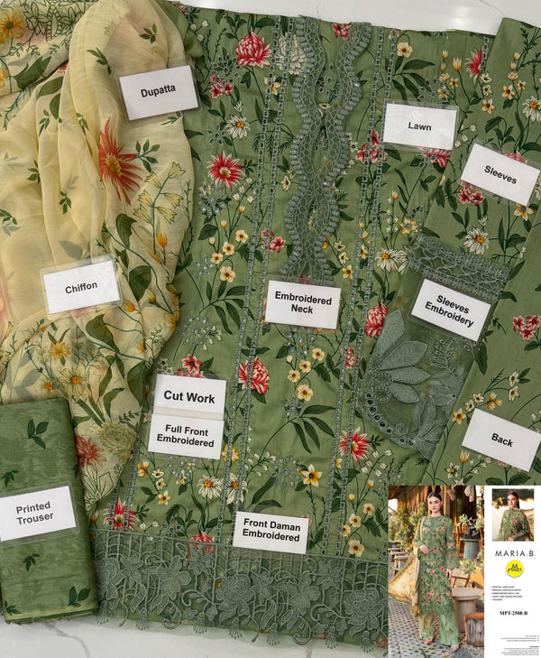 Maria B MPrint | Olive Green - Lawn Collection Replica