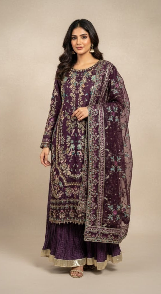 PURPLE SHIMMER ORGANZA SHARARA