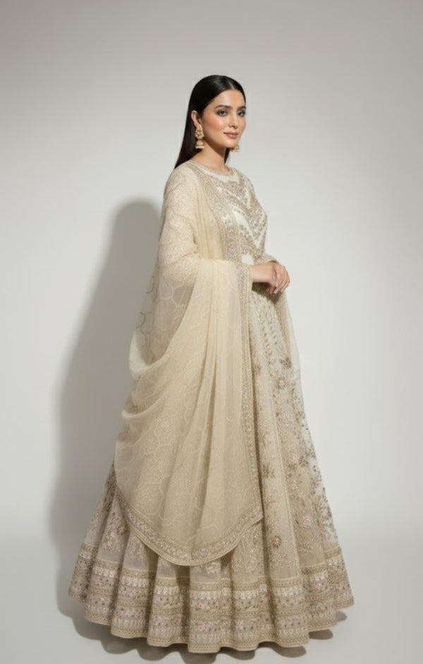 IVORY GOLD EMBROIDERED LEHENGA