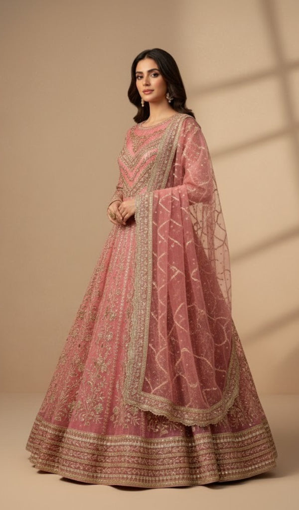 ROSE GOLD EMBROIDERED LEHENGA