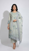 PASTEL GREEN CHIKANKARI KHADDAR
