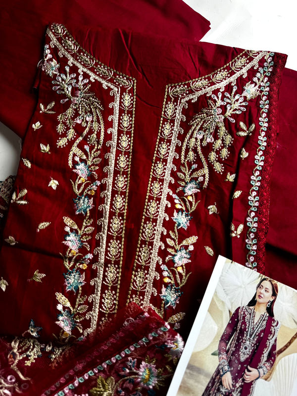 QALAMQAR LAWN FK-15 HANNAH (Maroon Edition)