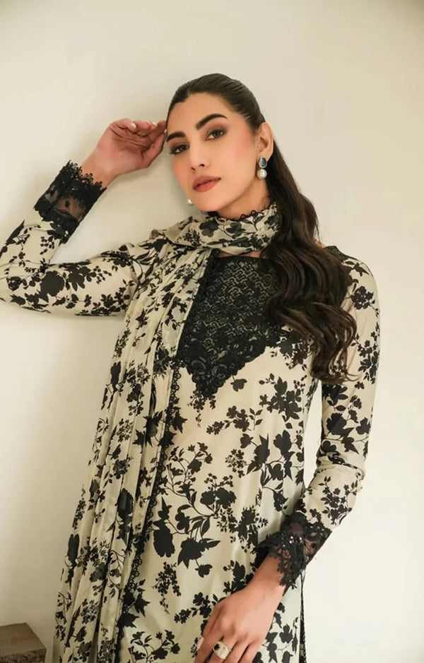 ANEELAS SILK PRINT B & W