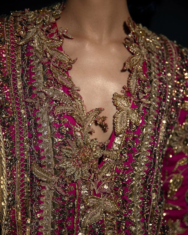 Sana Safinaz Signature Tassel Silk โ Shocking Pink Ensemble