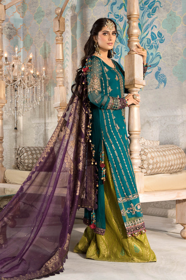 Maria B Olive Green Chiffon Formal Collection Replica