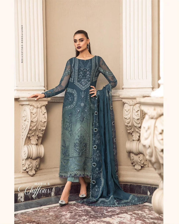 Maria B Seagreen Chiffon Formal Collection Replica