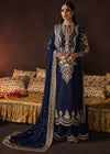 Afrozeh Navy Blue Velvet Formal Collection Replica