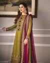 Asim Jofa Olive Chiffon Collection Replica