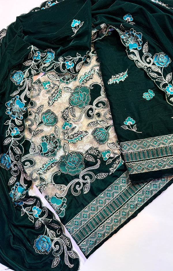 Hussain Rehar Velvet Cutwork – Emerald Edition (05)