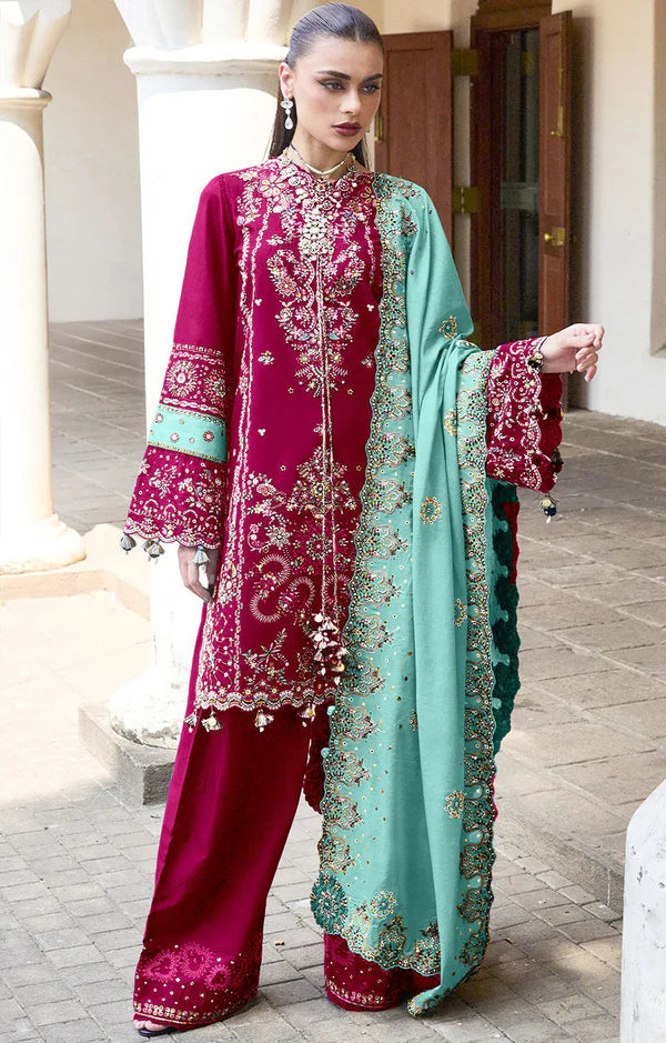 HUSSAIN REHAR Lawn – Riviera (Fuchsia Pink)