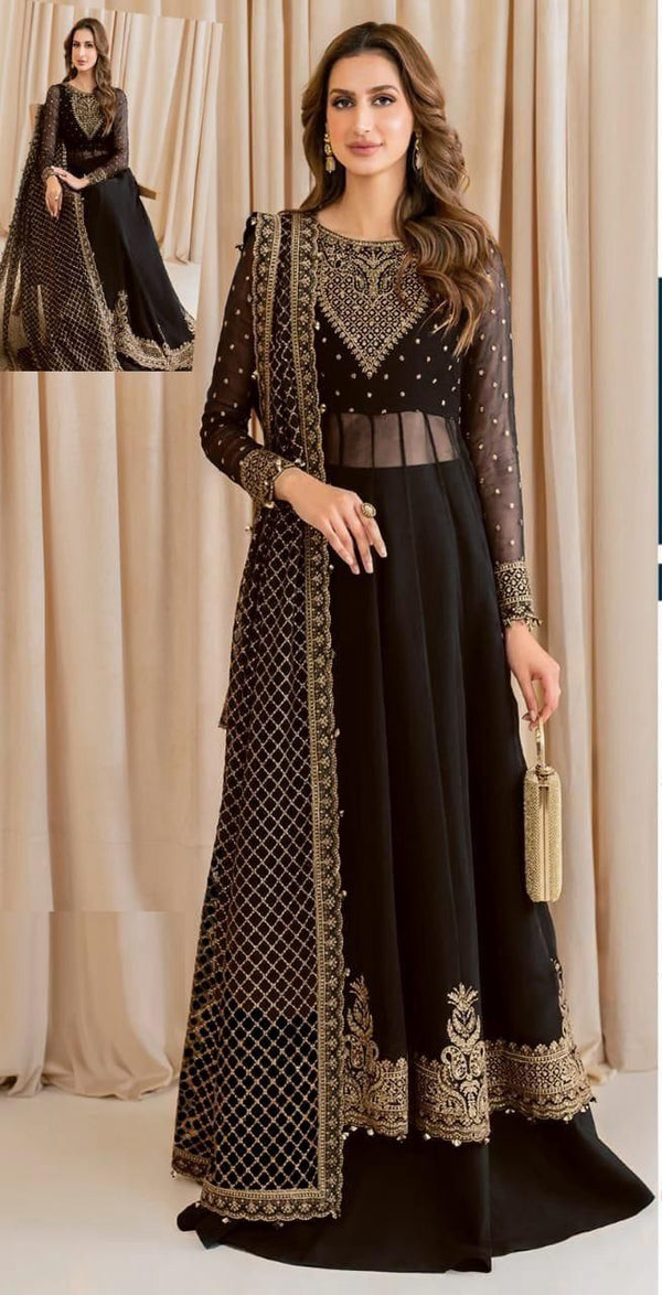 Jazmin Black Chiffon Formal Collection Replica