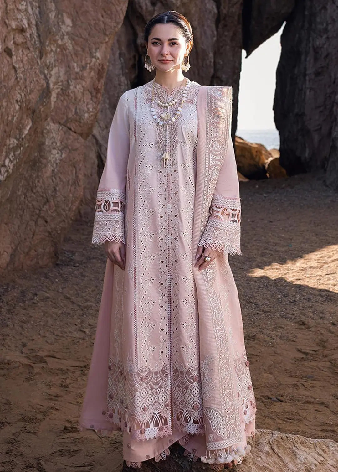 Qalamkar | Light Pink - Luxury Lawn Chikankari Collection Replica