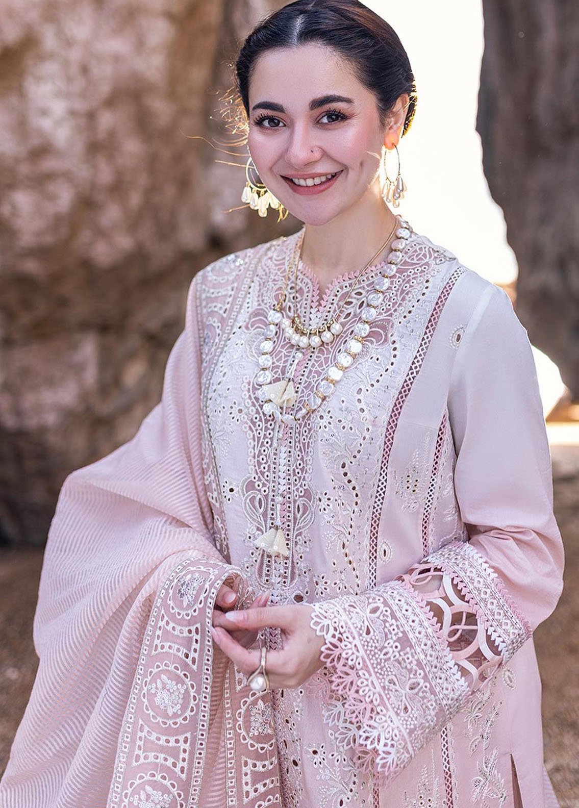 Qalamkar | Light Pink - Luxury Lawn Chikankari Collection Replica