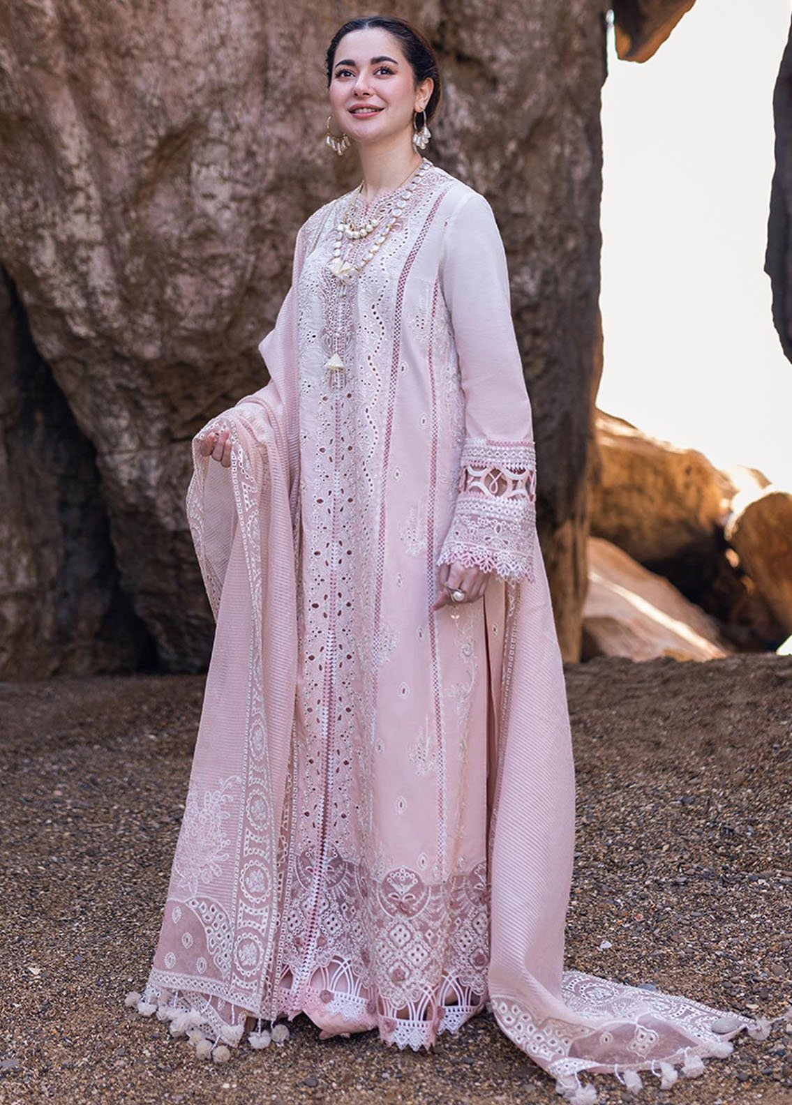 Qalamkar | Light Pink - Luxury Lawn Chikankari Collection Replica