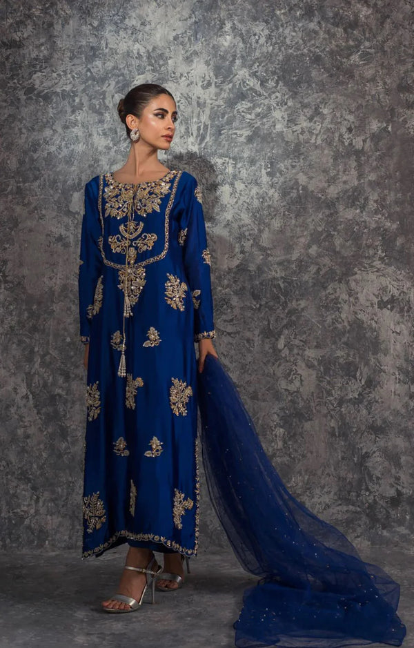 SEHRISH NADEEM MIRAL โ TASSEL SILK ROYAL BLUE