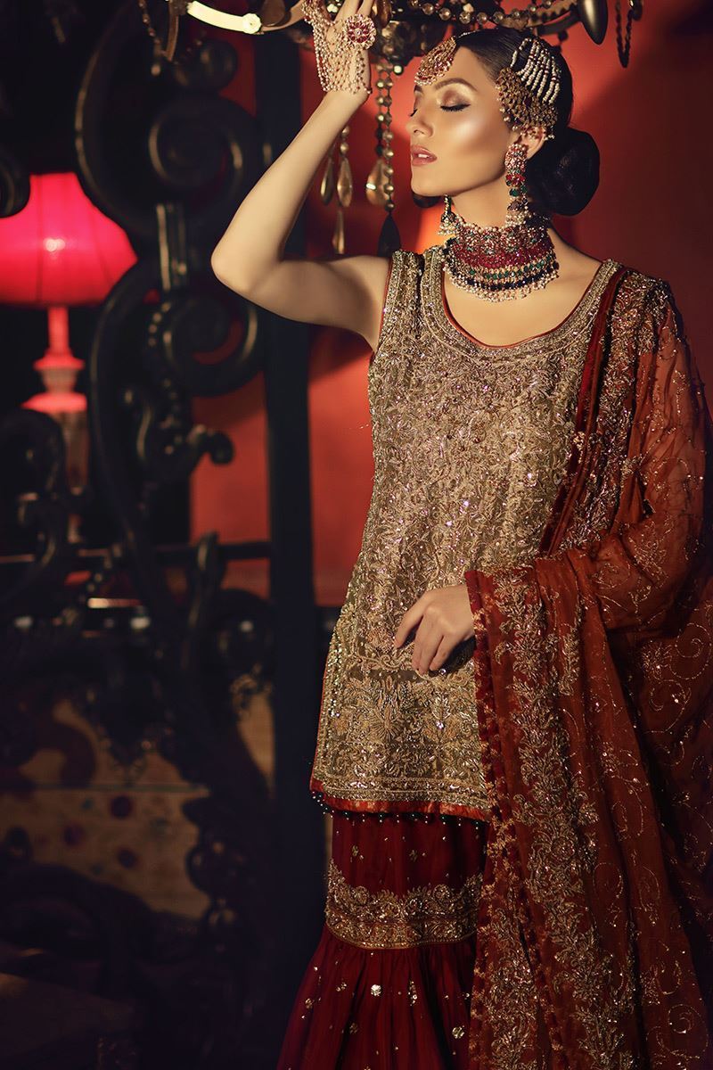 Aisha Imran Brown Net Bridal Collection Replica