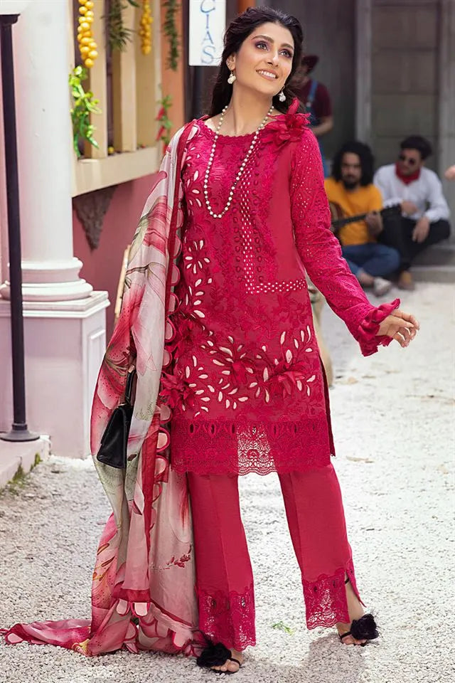 Mushq Red Luxury Lawn Collection Replica